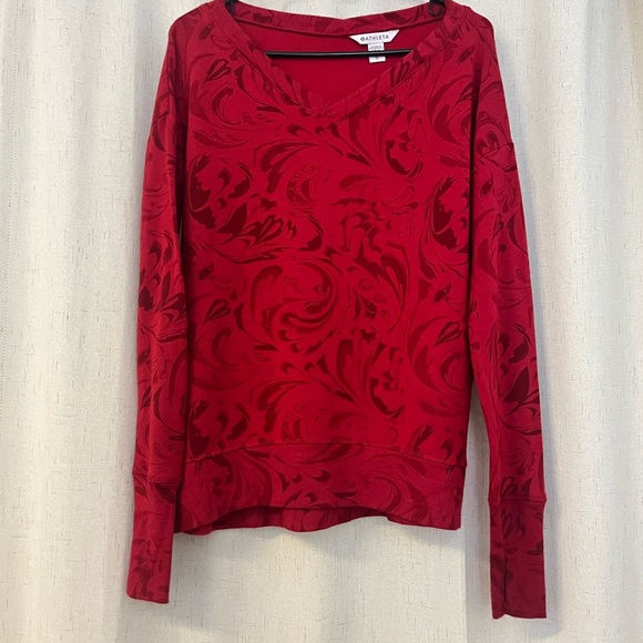 Athleta Textured V-Neck Long Sleeve Top in Deep Red Fits like Small - Picture 4 of 10
